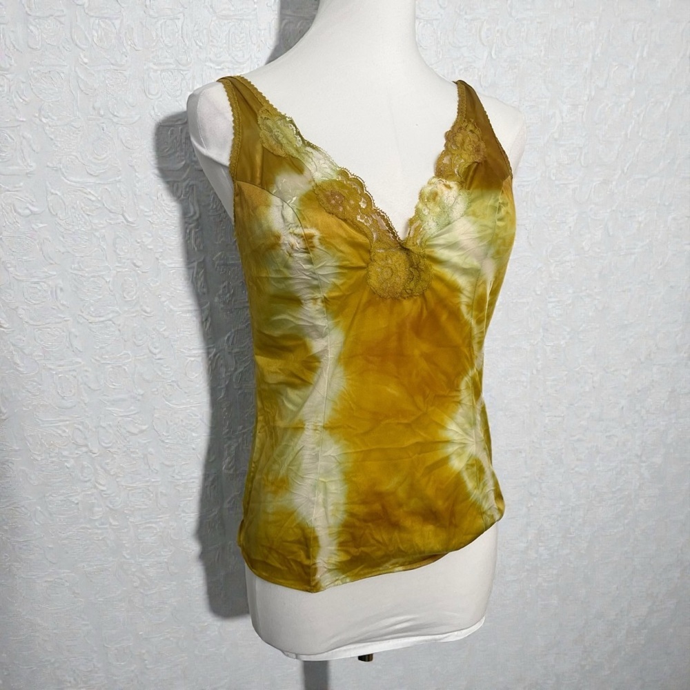 Vintage Nylon Lace Camisole Top – Golden Olive Tie-Dye | Fairycore Whimsigoth 32
